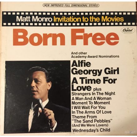 Matt Monro – Born Free (Invitation To The Movies) Lp 1967 (Ex/Vg+)