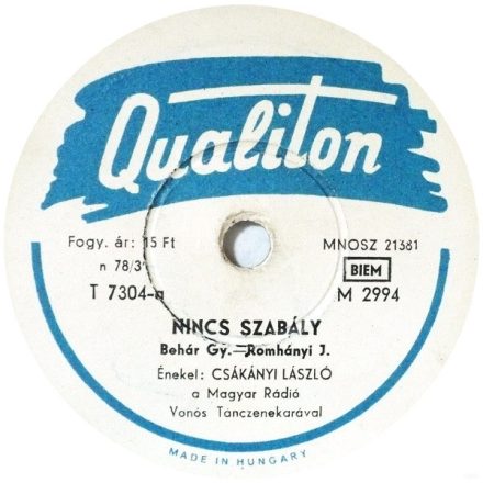 Csákányi László – Nincs Szabály / Van Aki Vár Gramofon lemez 10", 78 RPM Vg+