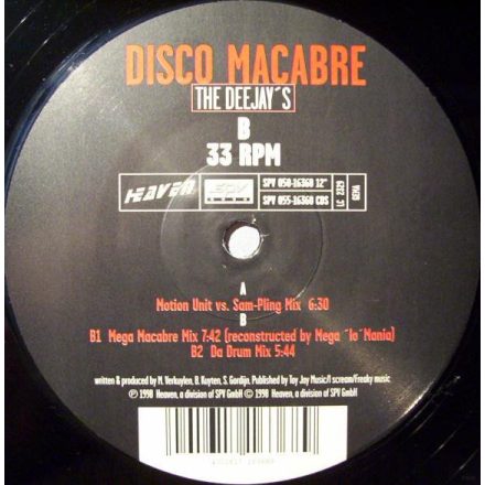 Disco Macabre – The Deejay's Maxi (Vg+/Vg)