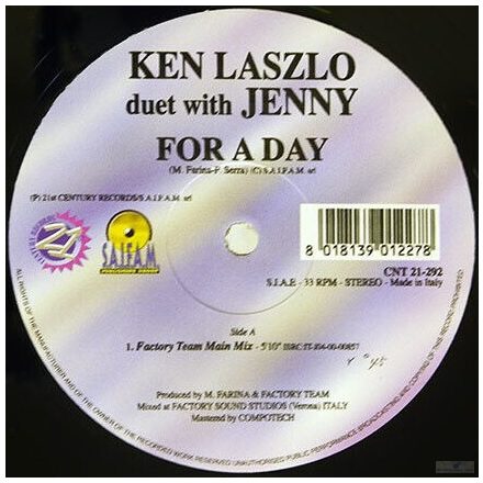 Ken Laszlo Duet With Jenny – For A Day Maxi (Vg/Vg+)