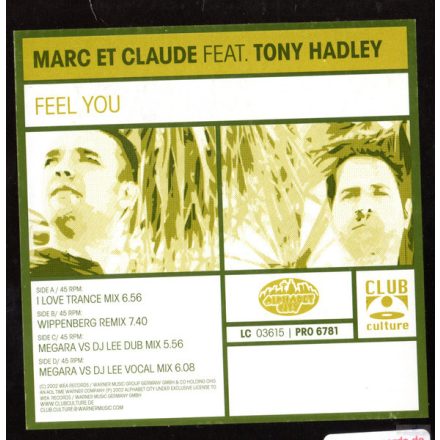 Marc Et Claude Feat. Tony Hadley – Feel You 2xLp (Vg+/Vg)
