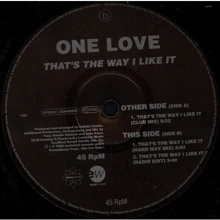One Love  – That's The Way I Like It (Vg/Generic)