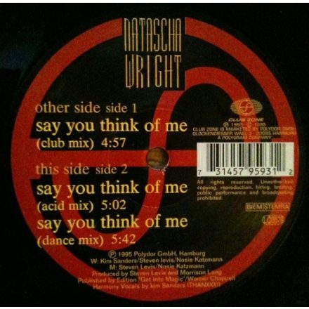 Natascha Wright – Say You Think Of Me Maxi (Vg+/Vg)