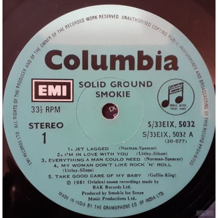 Smokie – Solid Ground Lp 1981 (Vg/non-original cover)/Nem eredeti borítóban !