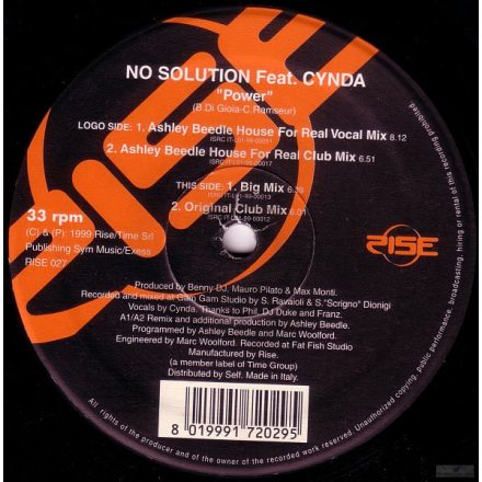 No Solution Feat Cynda – Power (Vg+/Vg)